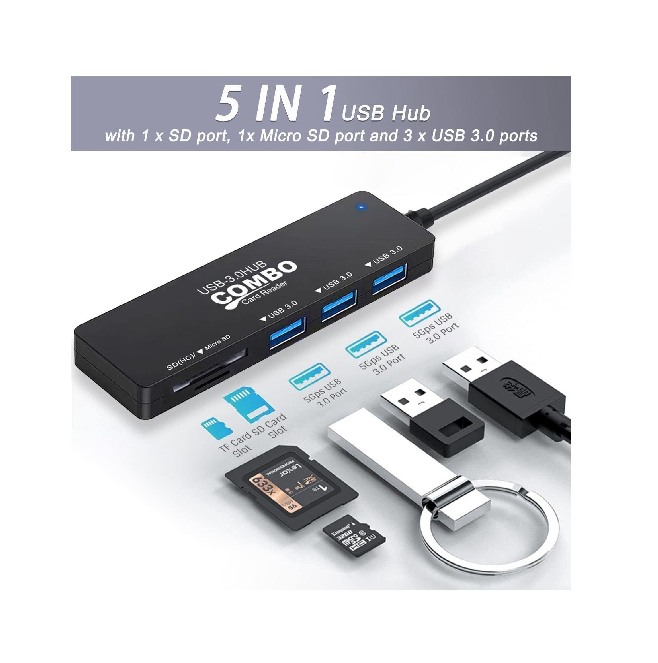Card Reader USB 3.0 TYPE-C COMBO 5 IN 1 Support 1TB - CS Net Games